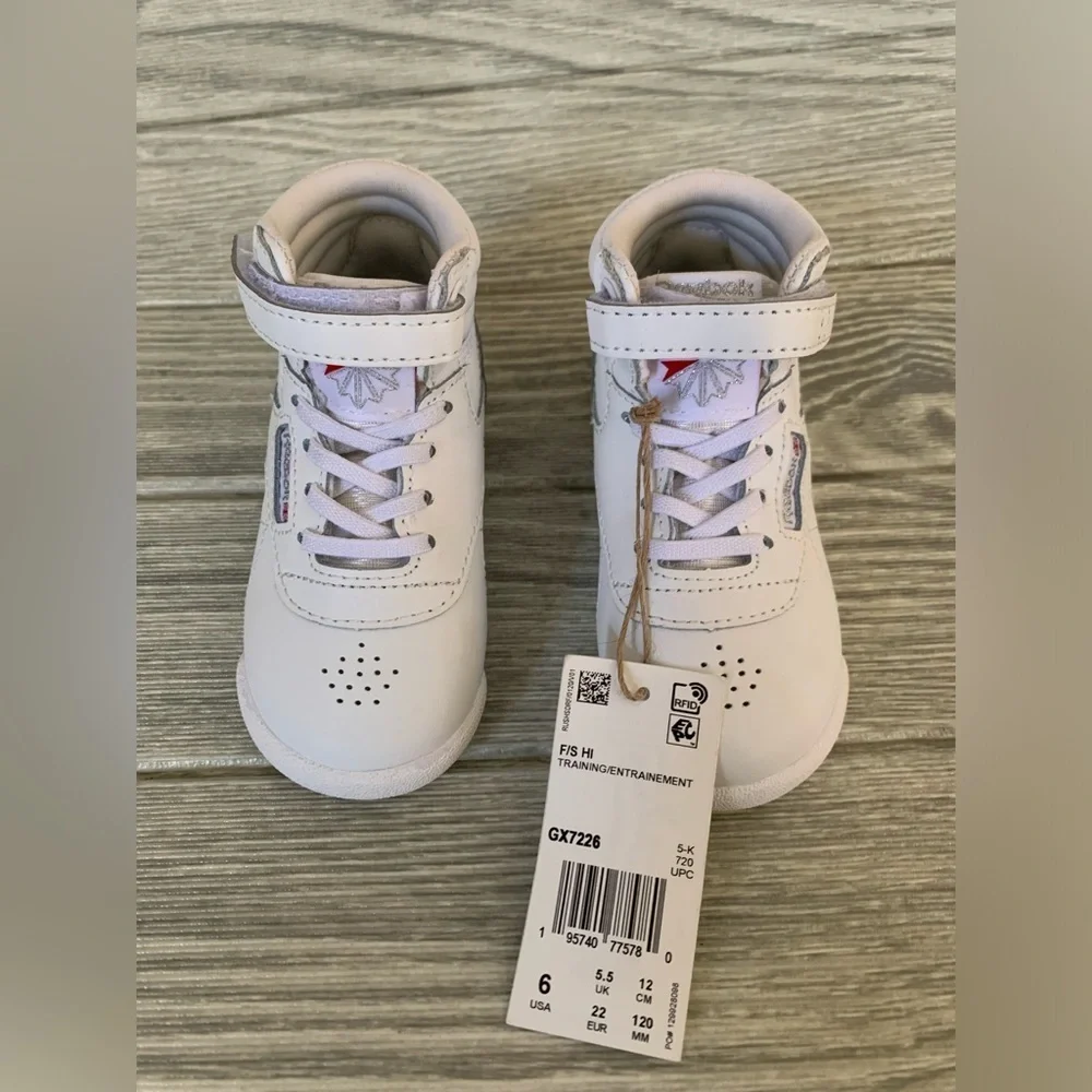 REEBOK KIDS FREESTYLE HI TODDLER WHITE SIZE 6 - Picture 2 of 13
